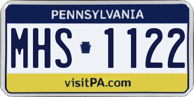 PA license plate MHS1122