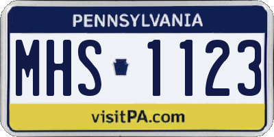 PA license plate MHS1123
