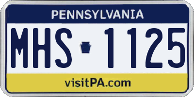 PA license plate MHS1125