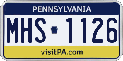 PA license plate MHS1126