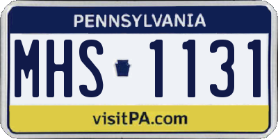 PA license plate MHS1131