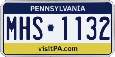 PA license plate MHS1132