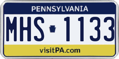 PA license plate MHS1133