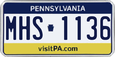 PA license plate MHS1136