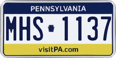 PA license plate MHS1137