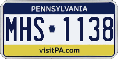PA license plate MHS1138