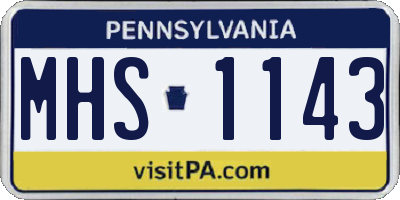 PA license plate MHS1143
