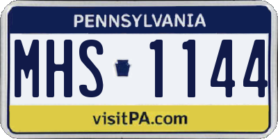 PA license plate MHS1144