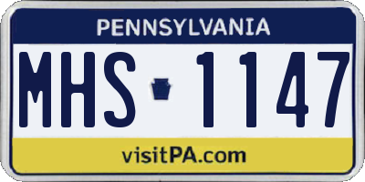 PA license plate MHS1147