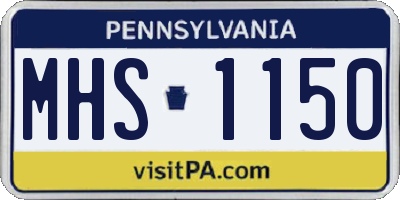 PA license plate MHS1150