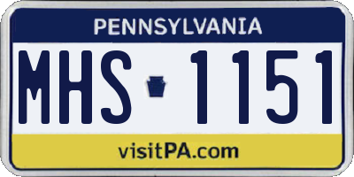 PA license plate MHS1151