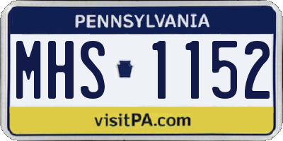 PA license plate MHS1152