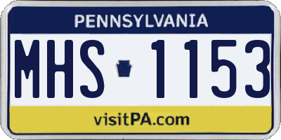 PA license plate MHS1153