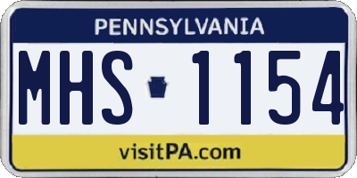 PA license plate MHS1154