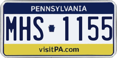 PA license plate MHS1155