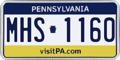 PA license plate MHS1160