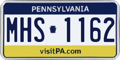 PA license plate MHS1162