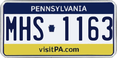 PA license plate MHS1163