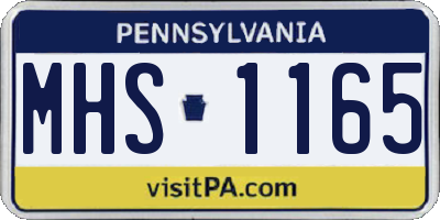 PA license plate MHS1165