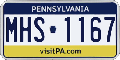 PA license plate MHS1167