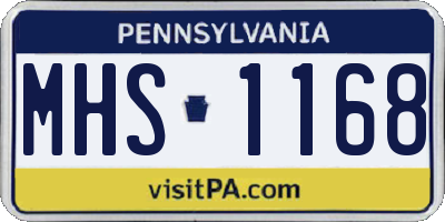 PA license plate MHS1168
