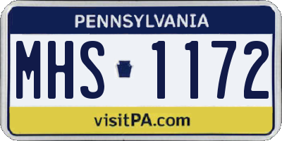 PA license plate MHS1172