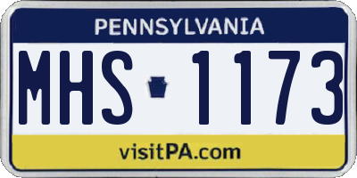 PA license plate MHS1173