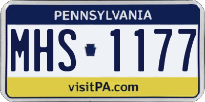 PA license plate MHS1177