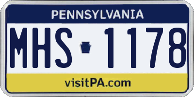 PA license plate MHS1178