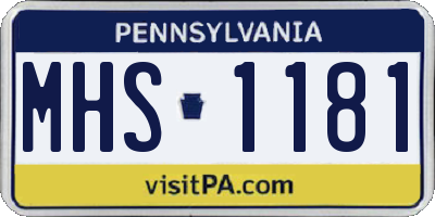 PA license plate MHS1181