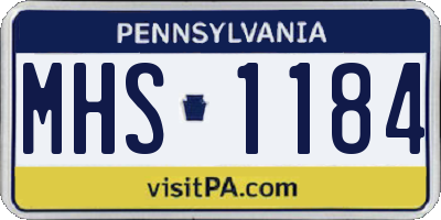 PA license plate MHS1184
