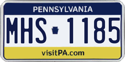 PA license plate MHS1185
