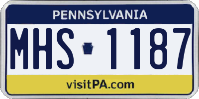 PA license plate MHS1187