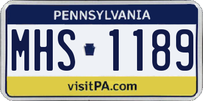 PA license plate MHS1189