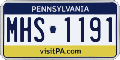 PA license plate MHS1191