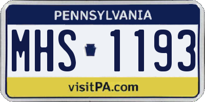 PA license plate MHS1193
