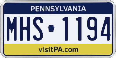 PA license plate MHS1194