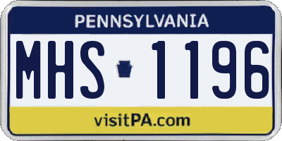 PA license plate MHS1196