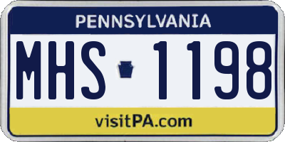 PA license plate MHS1198