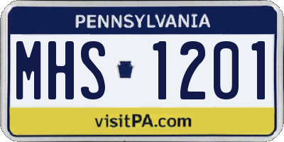 PA license plate MHS1201