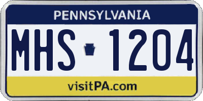 PA license plate MHS1204