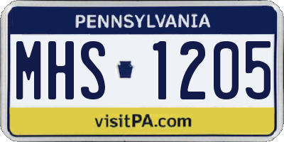 PA license plate MHS1205