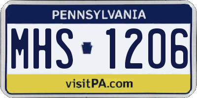 PA license plate MHS1206