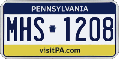 PA license plate MHS1208