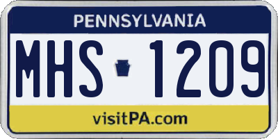PA license plate MHS1209