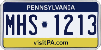 PA license plate MHS1213
