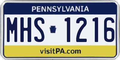 PA license plate MHS1216