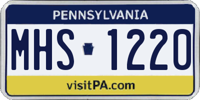 PA license plate MHS1220