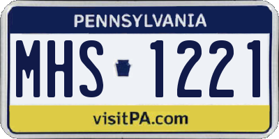 PA license plate MHS1221