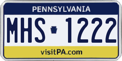 PA license plate MHS1222